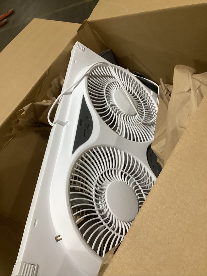 Condition photo showing Good Condition for Comfort Zone 9-Inch Smart WiFi Twin Window Fan – 3-Speed Dual Blade Fan with App & Voice Control, Reversible Exhaust, Cooling & Circulate Modes, Expandable 23.5" to 37", Bug Screen White 3-Speed w/WiFi