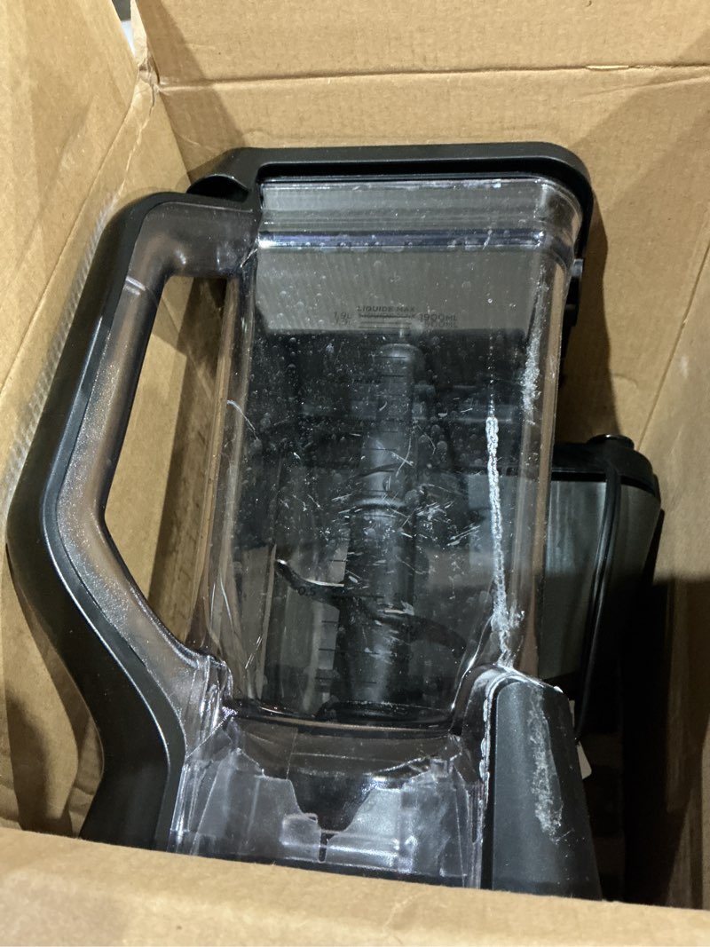 Condition photo showing As Is for ninja professional plus blender | max power smoothie blender, ice cream maker, frozen drink mixer & margarita machine | 3 auto iq™ presets, 1400 w, 72oz total crushing pitcher | dark grey, bn701 72 oz. blender + total crushing pitcher