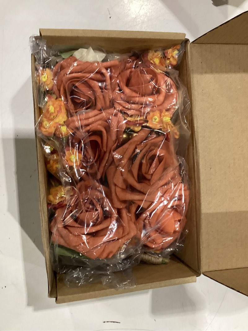 Condition photo showing New/Like New for rinlong 3pcs pre-made cake topper cake decorating flowers for cake decor boho burnt orange fall cake flowers for wedding baptism birthday party bridal baby shower | fall wedding decor, cake topper, birthday, bridal party, baby shower gold & burnt orange