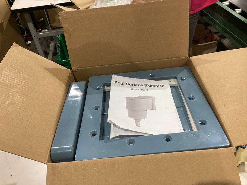 Condition photo showing Good Condition for deeprclean through wall skimmer for above ground pool, heavy duty wall mount pool skimmer kit, universally fits all standard pool wall openings, in wall pool surface skimmer for above ground pool-blue