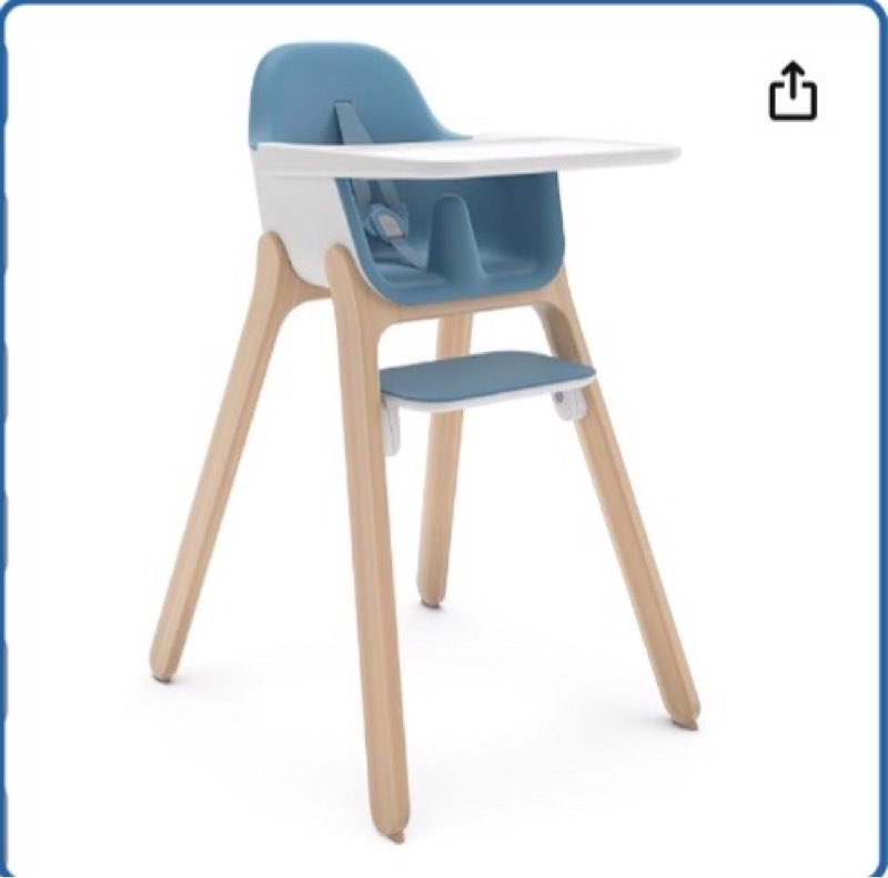 uppababy ciro high chair/sleek, easy-to-clean design/perfect-fit tray to bring baby to table/patent-pending harness/dual-position, 180-degree rotating footrest/caleb (steel blue/rubberwood)