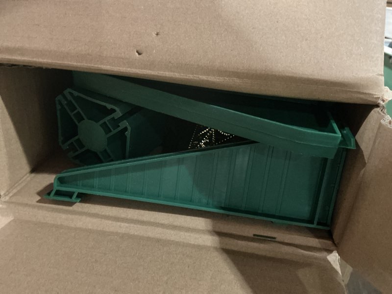 Condition photo showing As Is for 3 Ft Green Christmas Tree with Lights, Timer 8 Modes DIY 50 Warm White Lights Battery Operated Small Artifical Full Xmas Tree Pine Needles Cones Red Berry for Tabletop Home Indoor Holiday Party Decor Green 03