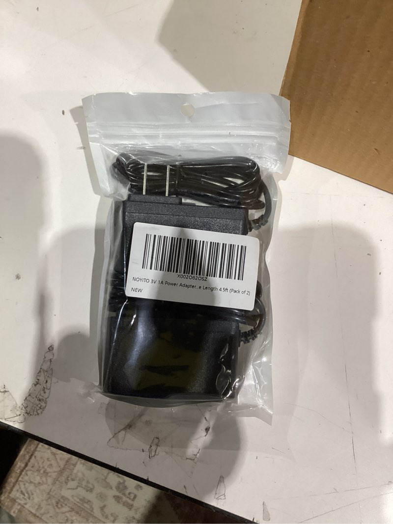 Condition photo showing New/Like New for NOYITO 3V 1A Power Adapter AC110V 100-240V to DC 3.0V 1000mA 3.0W Power Supply Black Cable Length 4.5ft (Pack of 2)