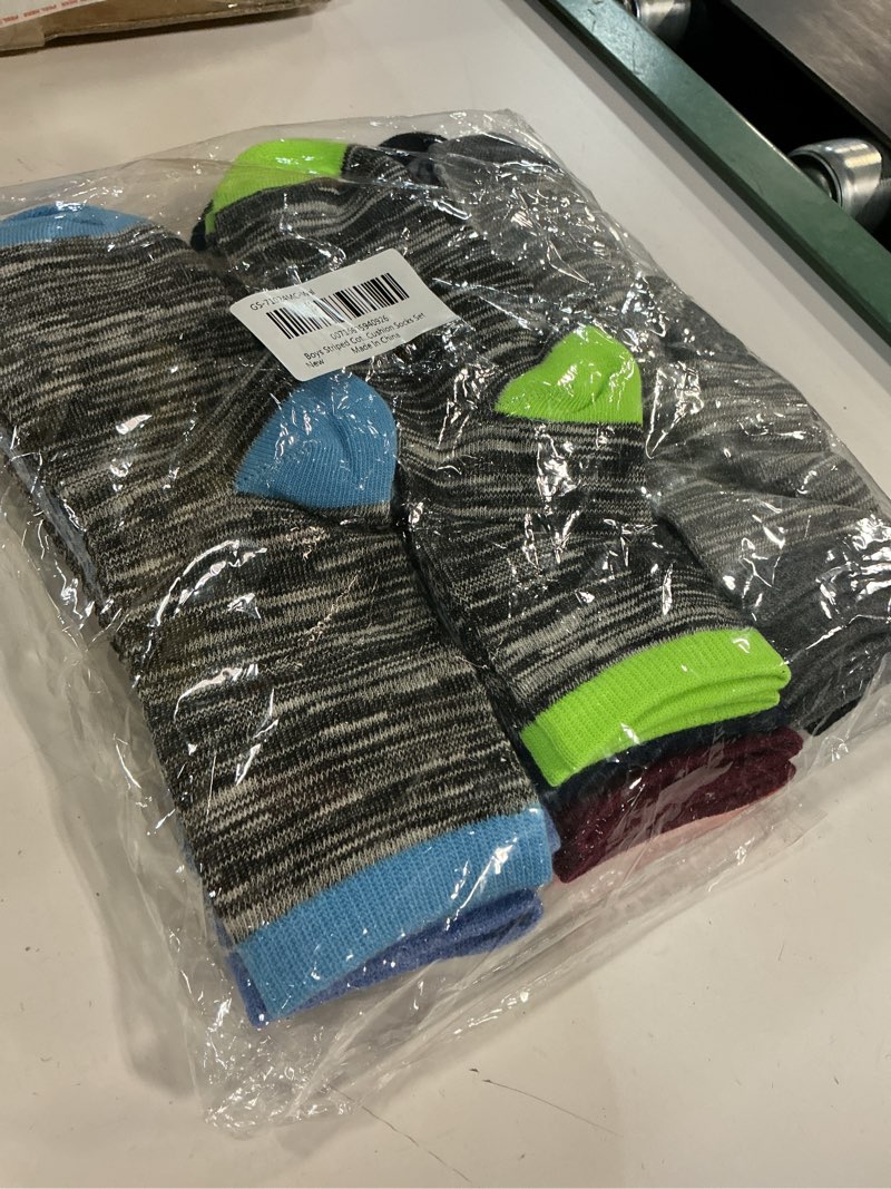 Condition photo showing New/Like New for boys striped cotton socks - 12 pairs breathable calf socks for toddler kids boys or girls 1-14 years old athletic half cushion socks set
