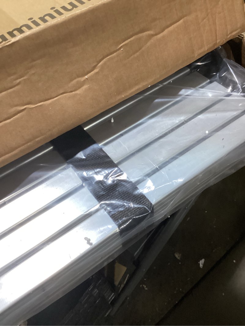 Condition photo showing As Is for rikade telescopic ladder, 20.3 ft aluminum telescoping ladder with stable hook and non-slip feet, portable extension ladder for household and outdoor working, max load 330 lb, aluminum aluminum 20.3 ft