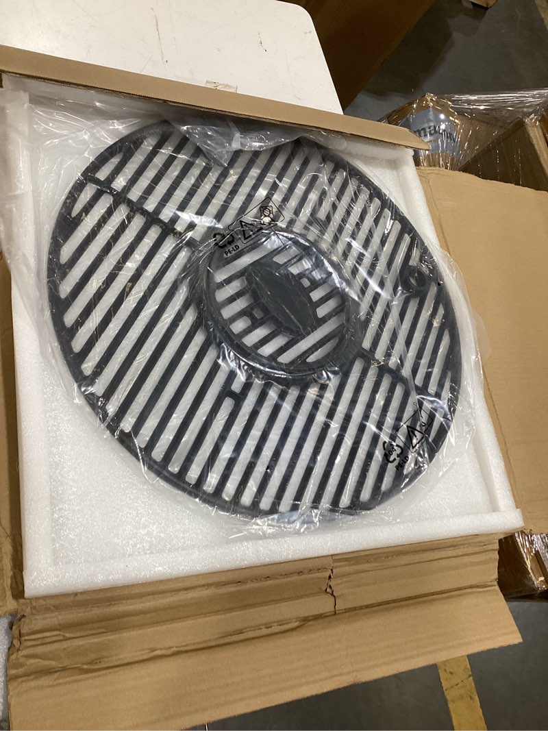 Condition photo showing Good Condition for 19.5" round grill grate for akorn kamado ceramic grill char griller akorn 16620 e56720 16820 parts, cast iron grate for char-griller e16620 pit boss k24 louisiana grills k24 replacement, firepit grate 19.5" black
