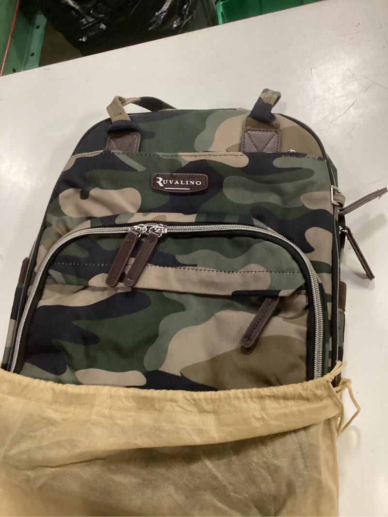 Condition photo showing Good Condition for ruvalino diaper bag backpack, multifunction travel back pack maternity baby changing bags, large capacity, waterproof and stylish, green camo