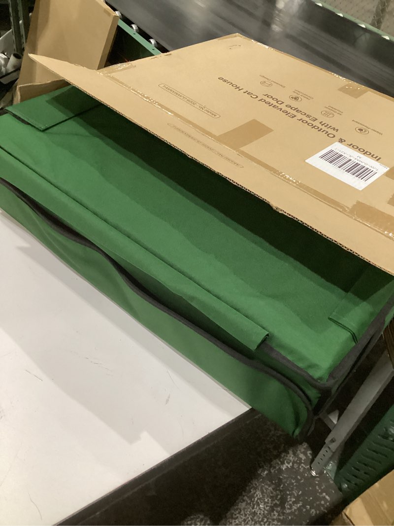 Condition photo showing Good Condition for heated cat house for outside with smart pet camera, highly elevated with escape door, insulated waterproof outdoor cat house shelter for feral stray barn cat (army green, 25.6"x16.5"x18.5") army green 25.6"x16.5"x18.5"