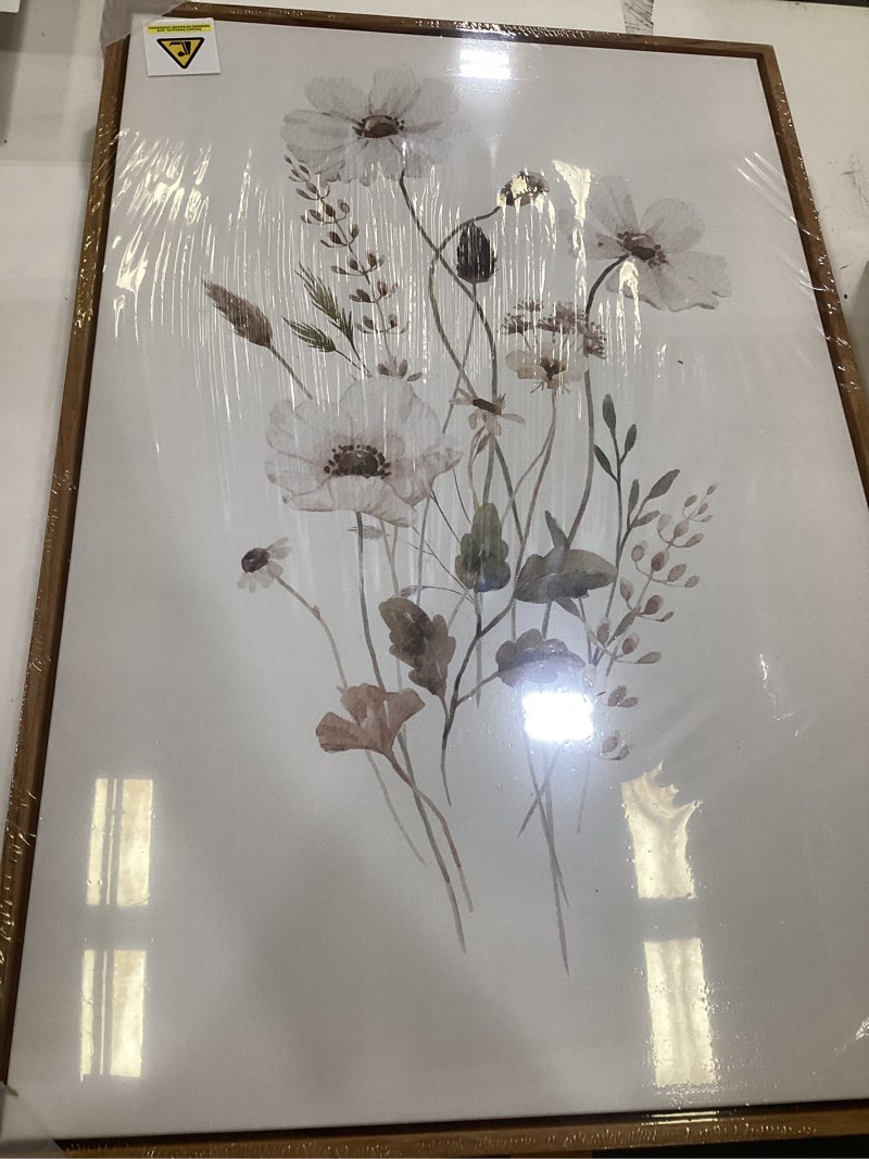 Condition photo showing Good Condition for ashbrook framed canvas print wall art set wildflower bouquet nature wilderness illustrations modern art decorative floral botanical minimal calm/relax/cozy for bedroom - 16"x24"x3 natural 16" x 24" x 3 panels natural d9-2303-na165