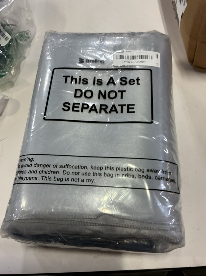 Condition photo showing New/Like New for breling 24 packs navy blue and silver disposable plastic tablecloths and satin table runner set, 54 