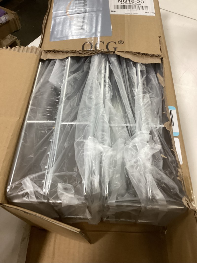 Condition photo showing Good Condition for OCG 4-Tier Pull Out Kitchen Cabinet Spice Rack Holder Shelves (5" W x 21" D), Slide Out Slim Storage Wire Baskets for Storage Organization, Narrow Pull Out Storage for Narrow Space 5" W x 21" D Wood