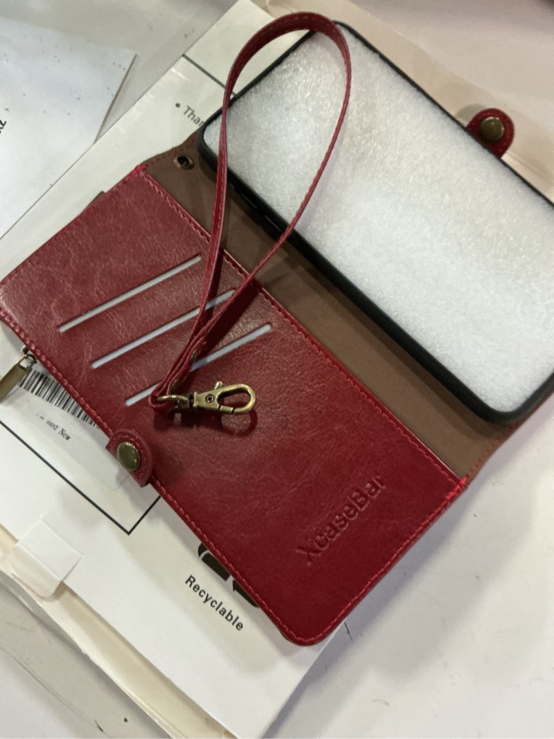 Condition photo showing New/Like New for xcasebar for iphone xs max 6.5" wallet case with zipper credit card holder?rfid blocking?, flip folio book pu leather phone case shockproof cover women men for apple xs max 6.5" case red