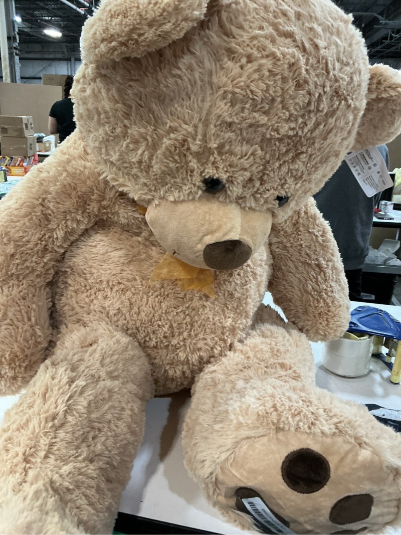 Condition photo showing As Is for Tezituor Giant Teddy Bear Stuffed Animal 4ft - Classic Big Teddy Bear - Brown Large Stuffed Bear Plush Toys for Kid Christmas Birthday - Gift for Girlfriend Brown 4 Feet