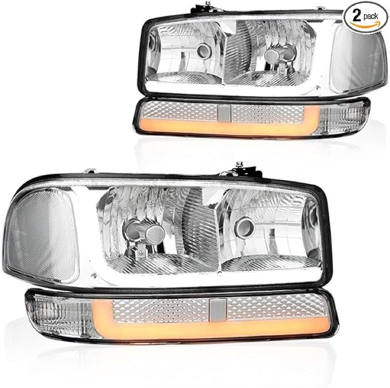 dimflux led drl headlight, headlights assembly kit compatible with 1999-2007 gmc sierra 1500/2001-20