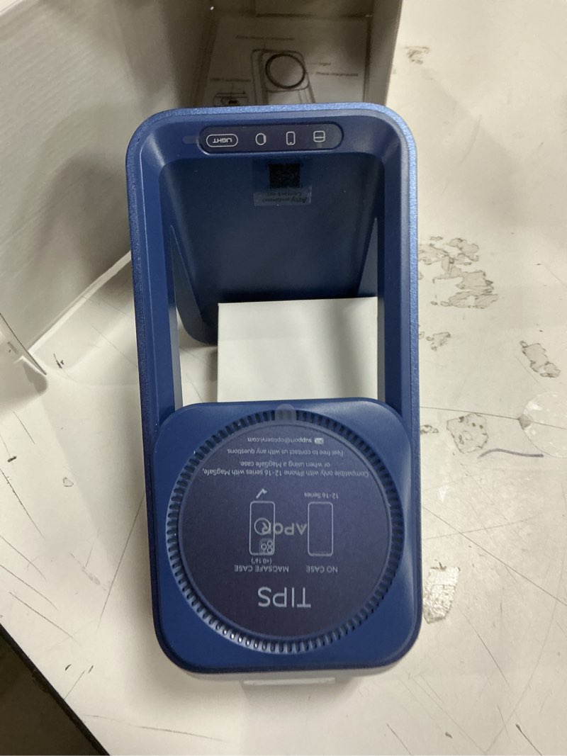 Condition photo showing New/Like New for Apor 3 in 1 Charging Station for iPhone, Magsafe Wireless Charger with Cooling Fan for iPhone 17 16e 16 15 14 13 12 Series & Apple Watch Charger, Wireless Charging Station for AirPods 4/3/Pro (Blue)