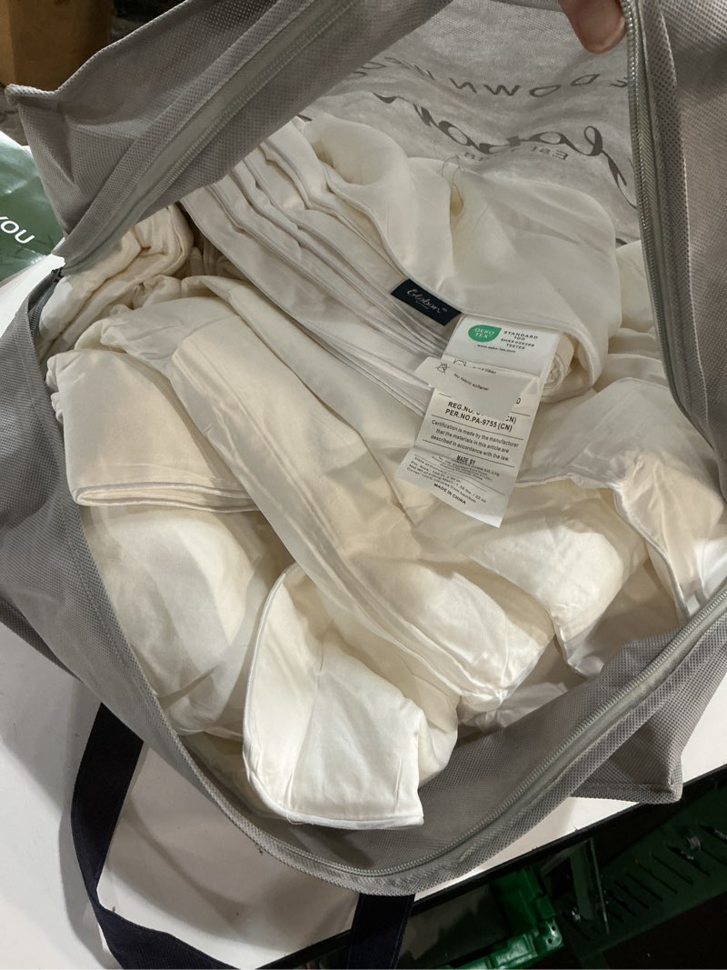 Condition photo showing Good Condition for globon ultra-soft down feather comforter king size,luxurious hotel collection fluffy duvet insert for all season,noiseless shell,700 filling power,medium weight with corner tabs, white white-all season king 106x90