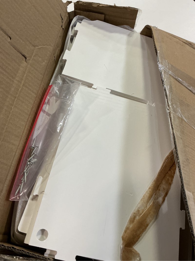 Condition photo showing As Is for Narrow Bathroom Storage Cabinet, 5-Tier Slim Bathroom Organizers with Door and Open Shelf for Toilet Bathroom Small Spaces?7.9" D x 9.8" W x 31.5" H? 7.9"D x 9.8"W x 31.5"H