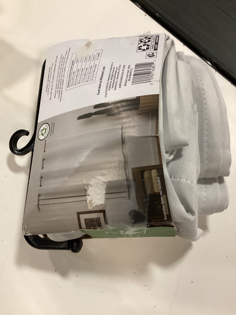 Condition photo showing Good Condition for mainstays blackout energy efficient grommet single curtain panel  40 x63   white