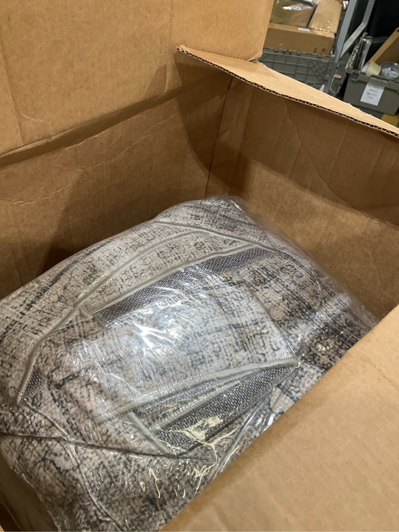 Condition photo showing Good Condition for Machine Washable Rugs for Living Room: 9x12 Area Rugs for Bedroom Vintage Stain Resistant Non Slip Low Pile Lightweight Boho Carpet for Kitchen Dining Room Farmhouse Kids Room Nursery 9' x 12' (Rectangular) Brown and Grey