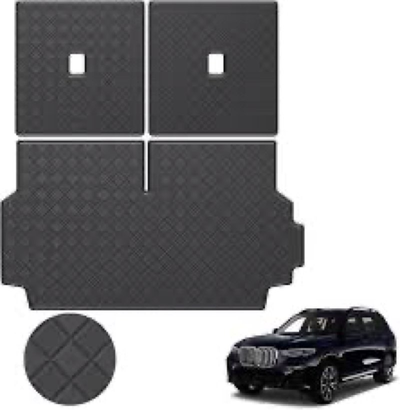 (Similar)Trunk Liner & Backrest Mat Compatible with 2018-2024 BMW X3- Custom Fit PU Leather Cargo Liner and Rear Backrest Protector- All Weather Waterproof Easy to Clean Cargo Mats 2018-2024 X3 (Carbon)