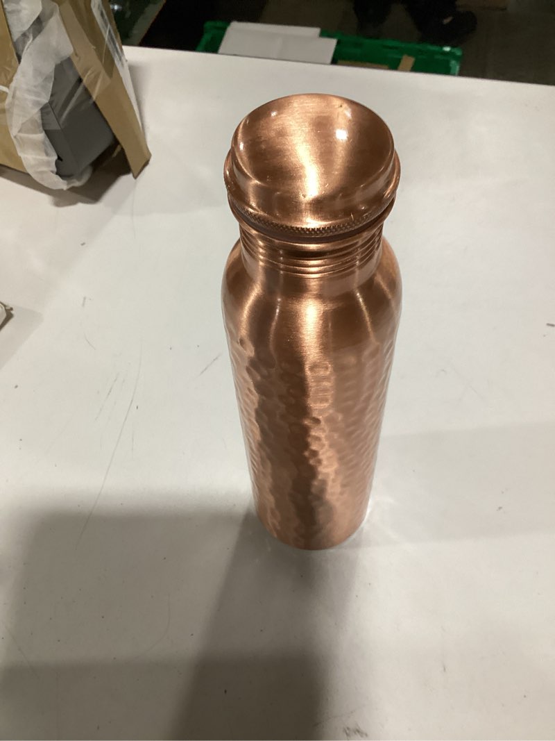 Condition photo showing Good Condition for 100% pure copper water bottle for drinking, 34 oz hammered ayurvedic copper bottle for drinking water | leak-proof & eco-friendly | for yoga, office, travel – handcrafted, reusable & bpa-free modern
