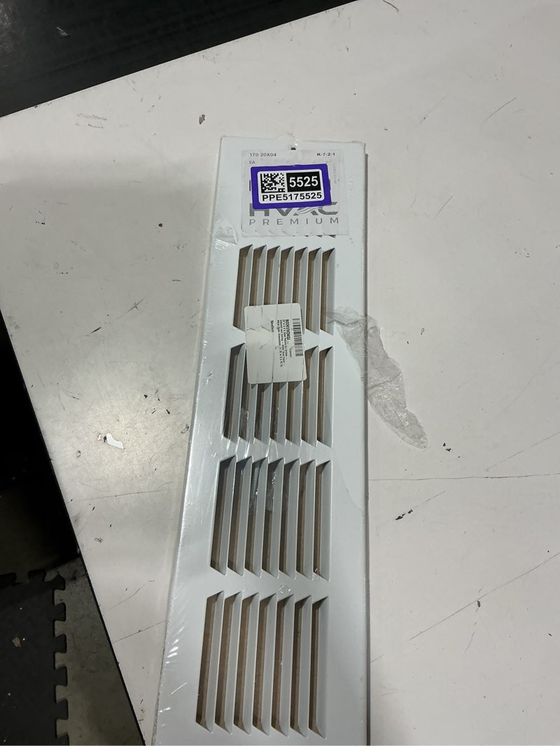 Condition photo showing New/Like New for hvac premium 20'' x 4'' [duct opening] flat stamped steel return air grille - sidewall and ceiling - hvac vent duct cover - white [outer dimensions: 21.75''w x 5.75''h]