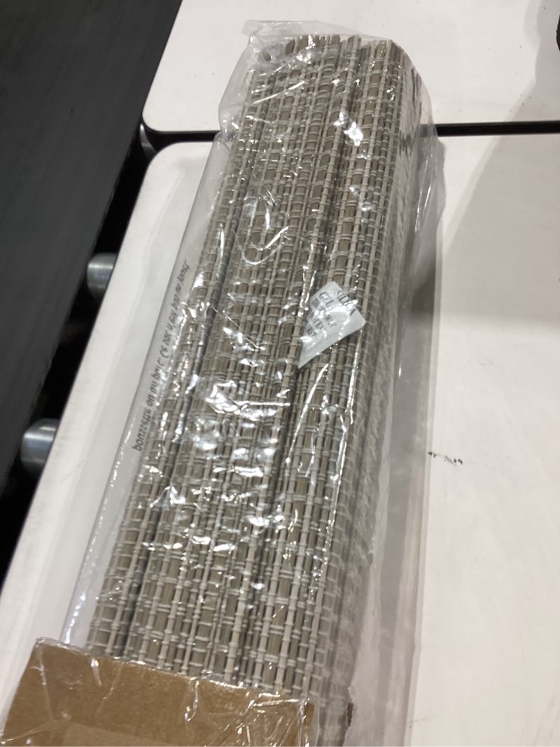 Condition photo showing Good Condition for lazblinds cordless bamboo roman shades for windows, light filtering natural bamboo blinds, easy lift cordless design for living room & bedroom, fits interior windows 30.5" w x 64" h, greystone greystone 30.5"w x 64"h