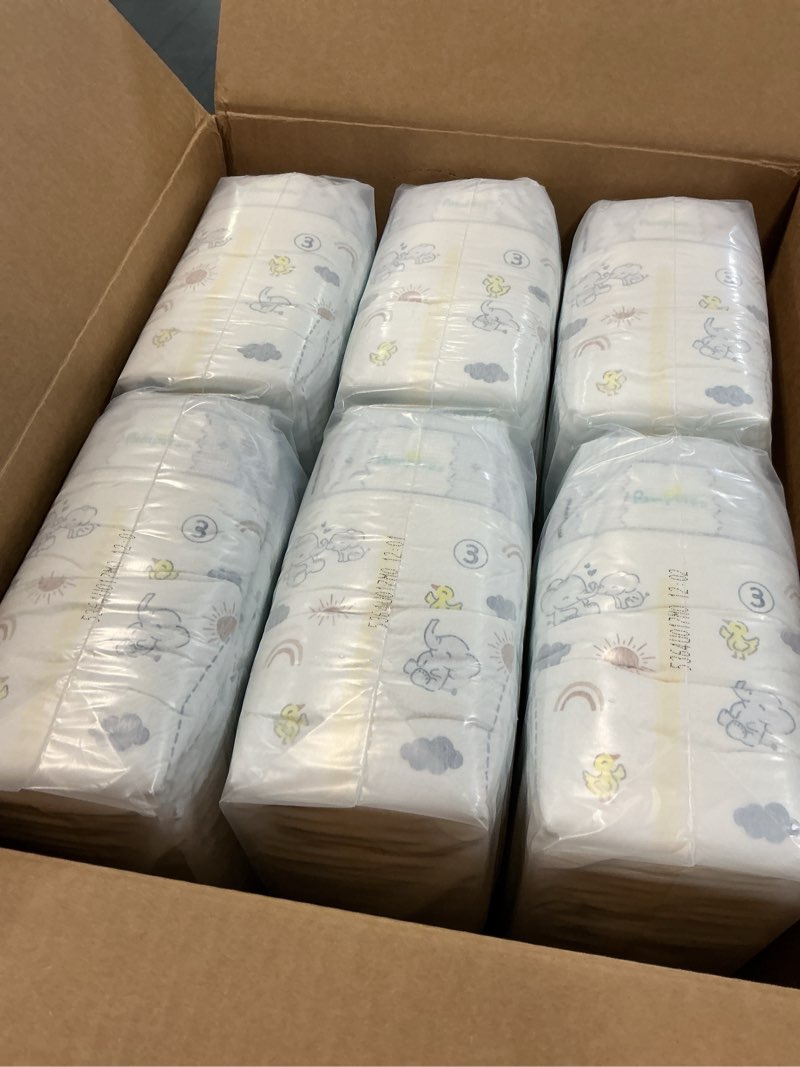 Condition photo showing New/Like New for pampers swaddlers diapers, size 3 (13-26 lbs), 168 count, absorbent, keeps baby dry and comfortable, skin safe disposable baby diaper size 3 168