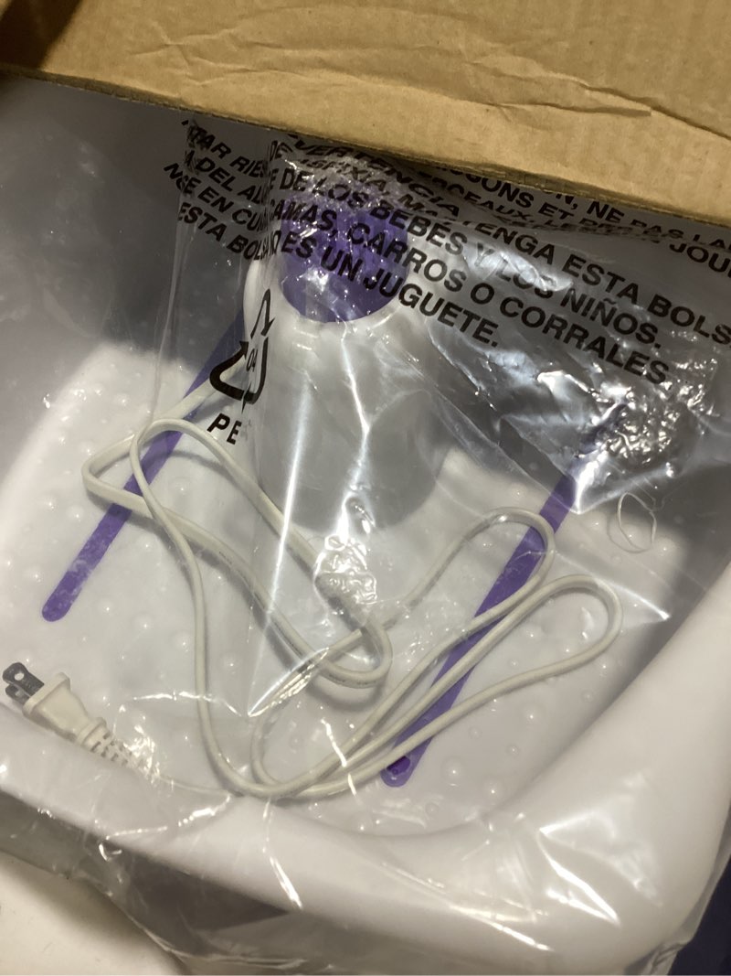 Condition photo showing As Is for Conair Soothing Pedicure Foot Spa Bath with Soothing Vibration Massage, Deep Basin Relaxing Foot Massager with Jets, Blue/White Purple 1 Count (Pack of 1)