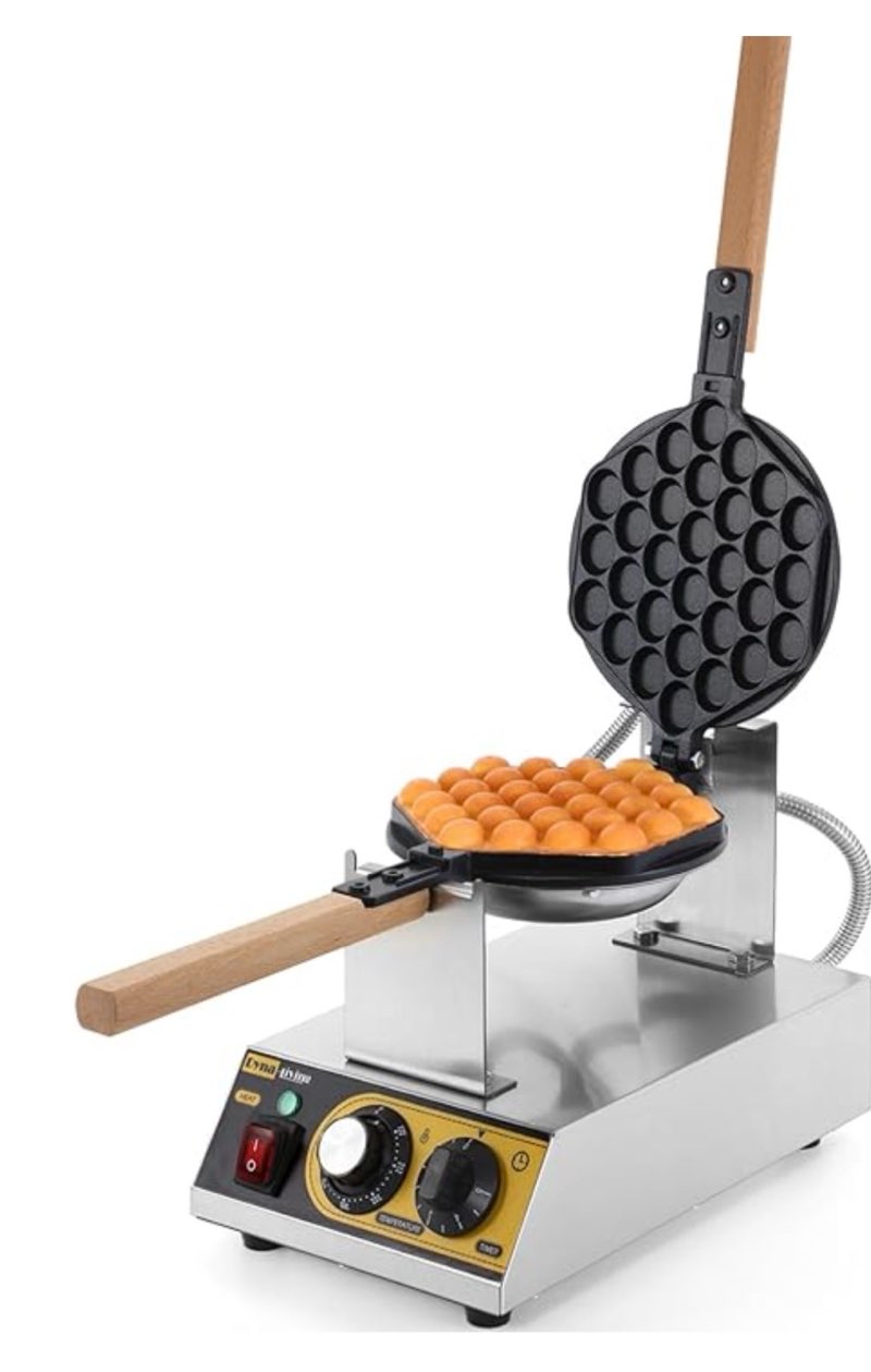 Dyna-Living Bubble Waffle Maker Commercial Double-head Egg Puff Waffle Maker, 1400W & 1400W Non-stick Hong Kong Bubble Waffle Machine, 180° Rotating, Non-stick Coating, Dual Temperature Control