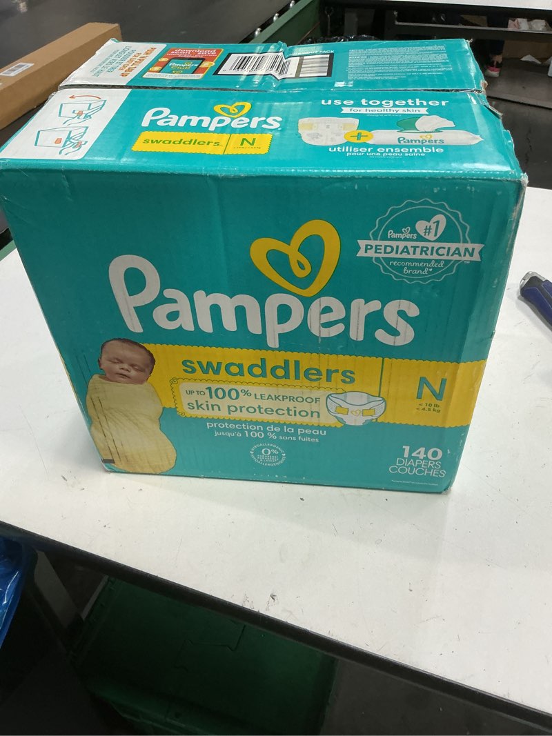 Condition photo showing New/Like New for pampers swaddlers diapers, size 0 (up to 10 lbs), 140 count, absorbent, keeps baby dry and comfortable, skin safe disposable baby diaper (packaging may vary) newborn 140