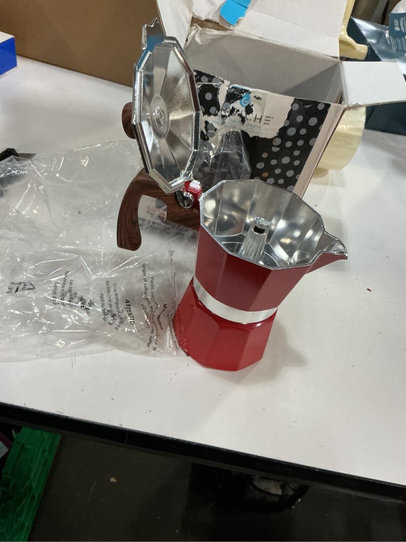 Condition photo showing New/Like New for grosche milano stovetop espresso maker moka pot 3 espresso cup - 5oz, red - cuban coffee maker stove top coffee maker moka italian espresso greca coffee maker brewer percolator 3 espresso cups red