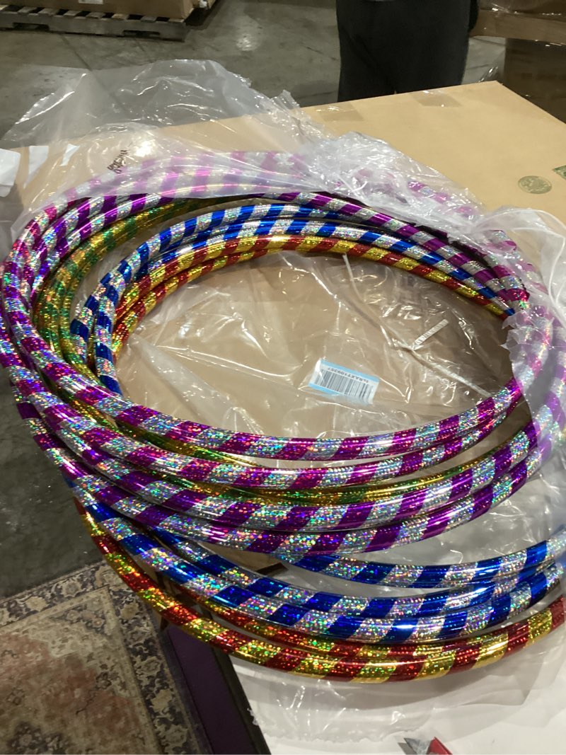 Condition photo showing Good Condition for kathfly glitter weighted exercise hoop for kids adults fitness hula circles plastic exercise hula rings for sports, pilates, exercise, playing, weight loss accessories