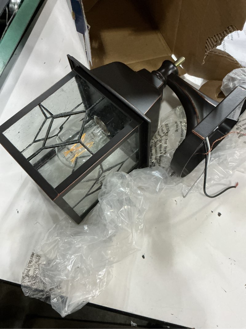 Condition photo showing Good Condition for project source litshire 1-light 13.5-in h oil-rubbed bronze outdoor wall light