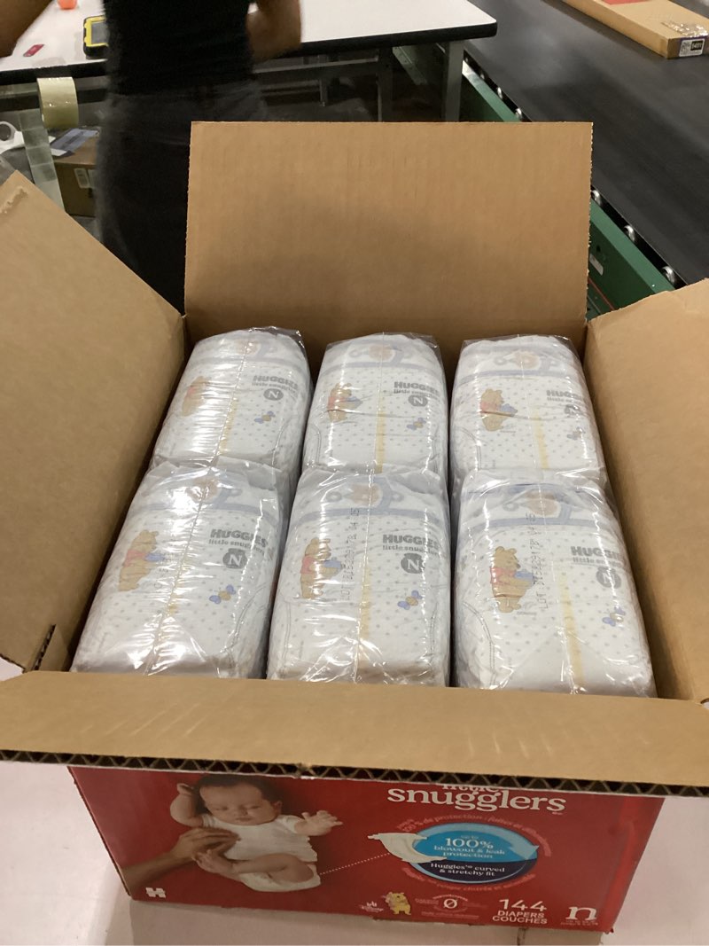 Condition photo showing New/Like New for Huggies Size Newborn Diapers, Little Snugglers Baby Diapers, Size Newborn (up to 10 lbs), 144 Count, Packaging May Vary