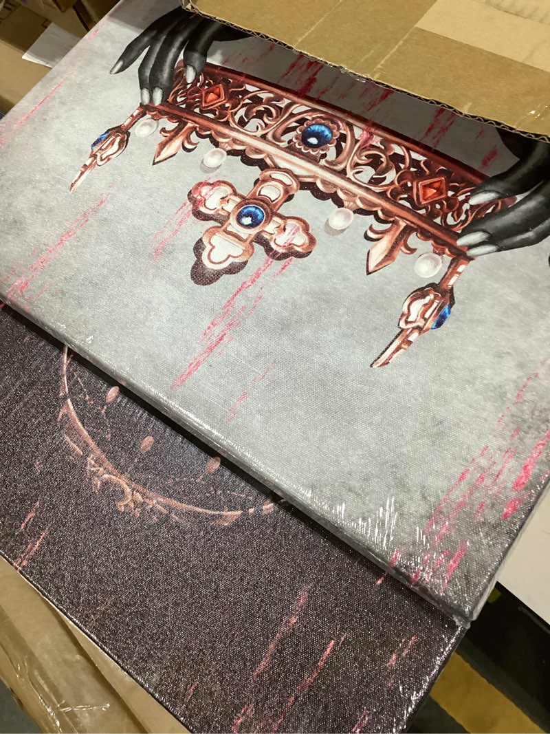Condition photo showing New/Like New for Visual Art Decor African American Canvas Wall Art Black Woman Portrait Fashion Gold Rose Pink Necklace Bracelet Queen Crown Butterfly Painting Giclee Prints Framed Poster for Home Living Room Bedroom 32"L x 24"W