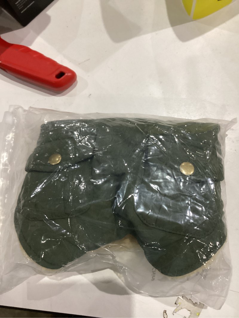 Condition photo showing Good Condition for queenmore warm dog coat, cold weather puffer dog jacket with ultra thick plush lining, storage pockets (green, small) small green