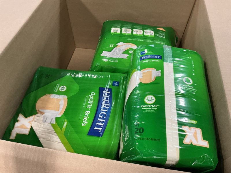 Condition photo showing Good Condition for ( 3 pack )fitright extended wear briefs, overnight adult diapers, x-large, 15 count
