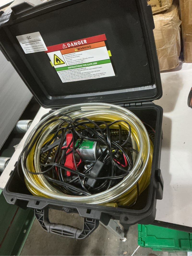 Condition photo showing Good Condition for MILADO 12V Fuel Transfer Pump Set, Gasoline Transfer Pump Kit, Electric Fuel Pump with Case, 30 Gallons of Gas or Diesel Per Hour Inline Fuel Pump, Great for Vehicles, Boats, Carburetor, Lawn Mower Transfer Pump Kit-NEW