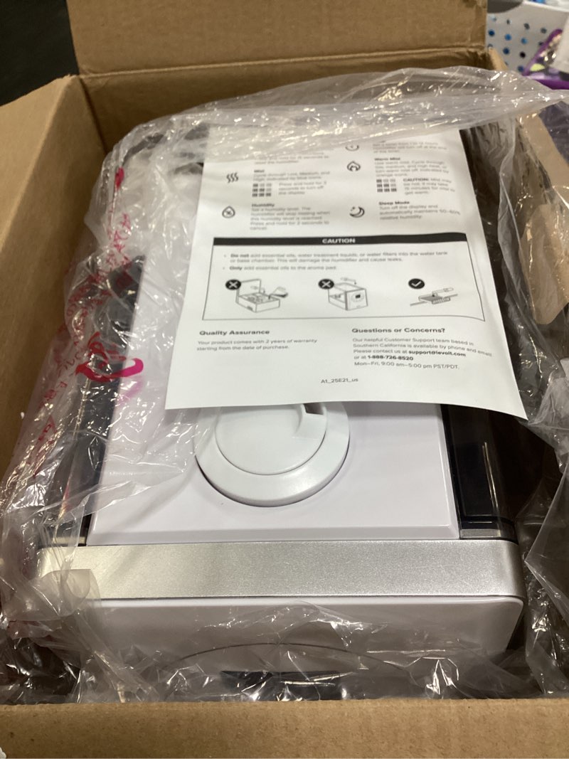 Condition photo showing Good Condition for LEVOIT LV600S Smart Warm and Cool Mist Humidifiers for Home Bedroom Large Room, (6L) 753ft² Coverage, Quickly & Evenly Humidify Whole House, Easy Top Fill, App & Voice Control - Quiet Sleep Mode