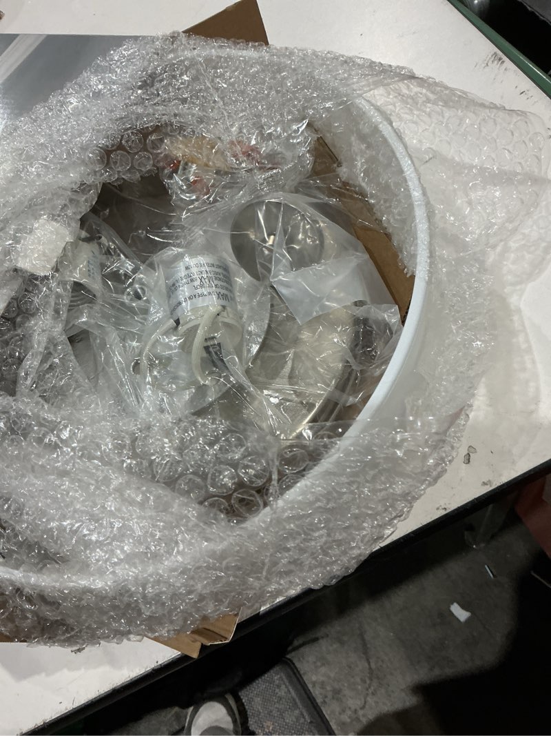Condition photo showing As Is for better homes &gardens classic 12.4" flush mounted ceiling light, satin nickle frosted glass, no bulb