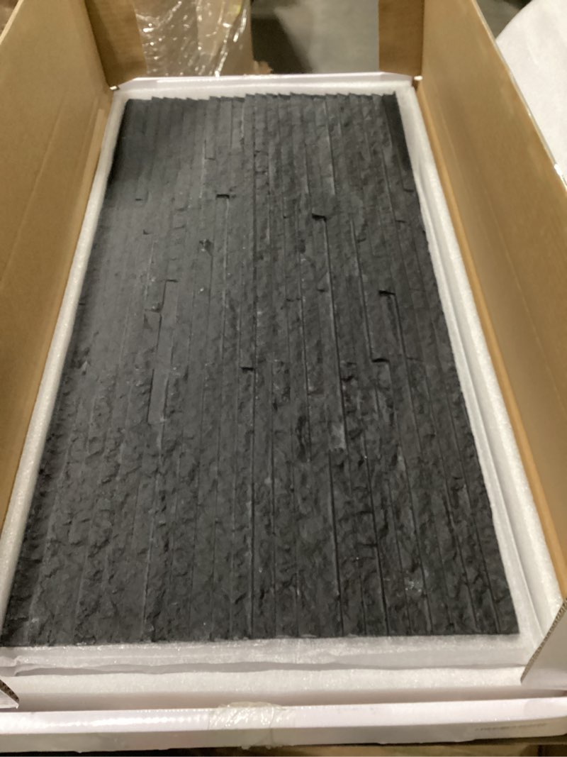 6-Pack Natural Clay Stone Mosaic Wall Tile, 11.4" x 22.8" Subway Black Textured Flexible Stone Decor