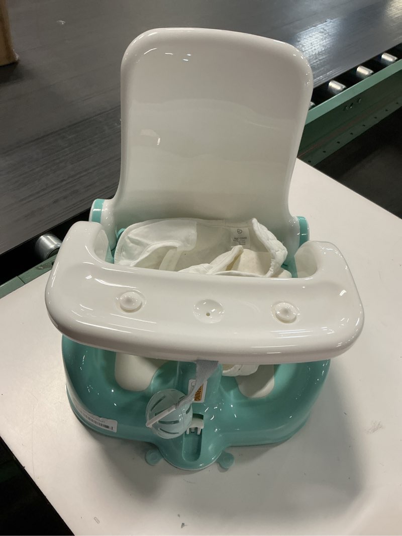 Condition photo showing As Is for BabyBond Baby Bath Seat with Sitting & Lying 2 Modes, 3-Speed Adjustment, Powerful Suction Cups, Infant Bathtub Chair with Soft and Comfortable Towel, Folding and Hanging Green