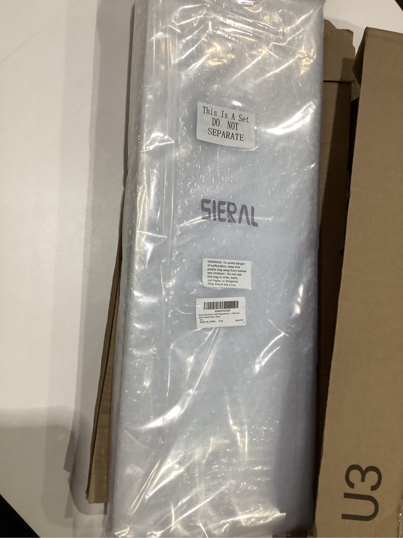 Condition photo showing New/Like New for Sieral Aquarium Lids Polycarbonate Canopy 2 Pieces Set 22.95 x 16.61 x 0.12 inch for 75/90/110 Gallon with Center Brace Aquariums Cover Fish Tank Lid with a Hook Knife, Clear Clear 48 x 18 Inch