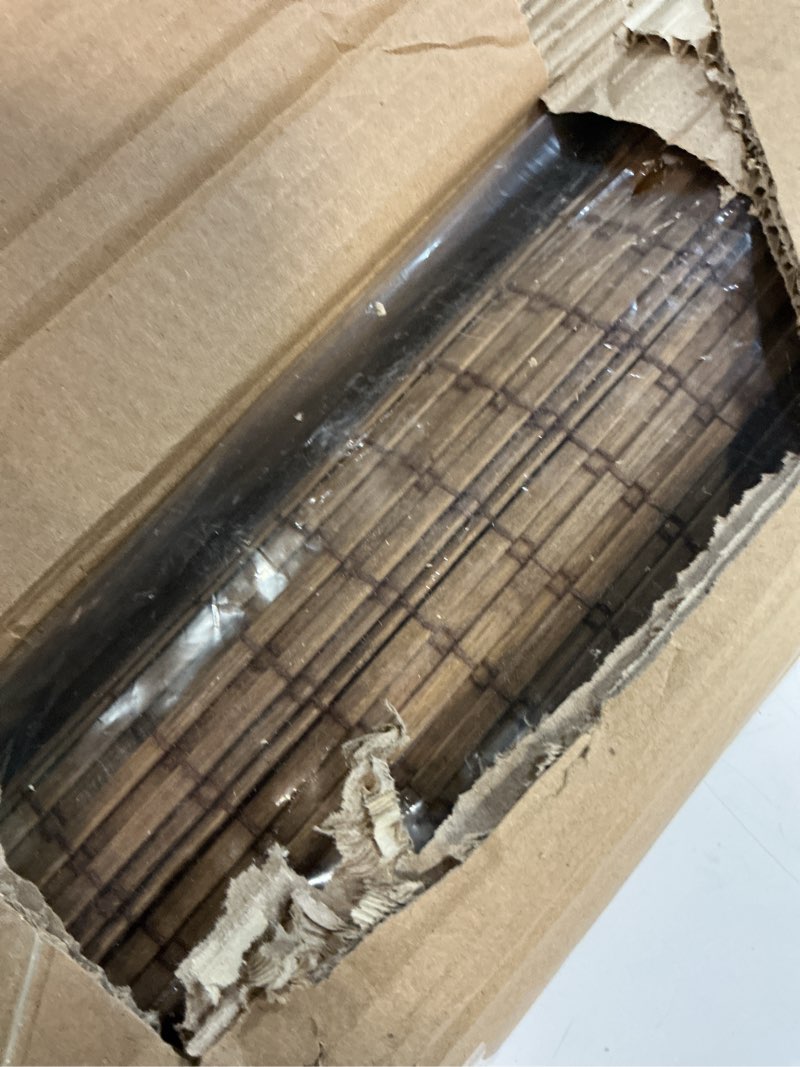 Condition photo showing As Is for cordless bamboo roman shades for windows, blinds size (36" w ×64" h) colour (highfield teak) highfield teak 36" w × 64" h