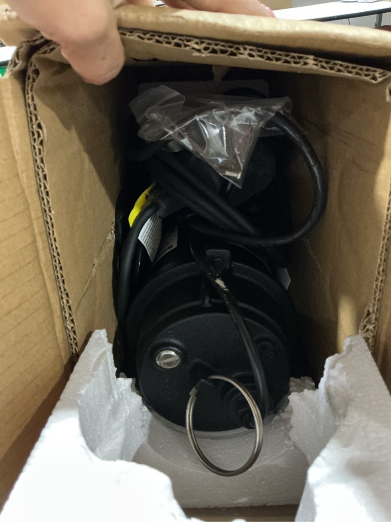 Condition photo showing Good Condition for rainbro 3/4 hp cast iron submersible sewage pump with 10 ft. piggy back tether float switch, model# cse075