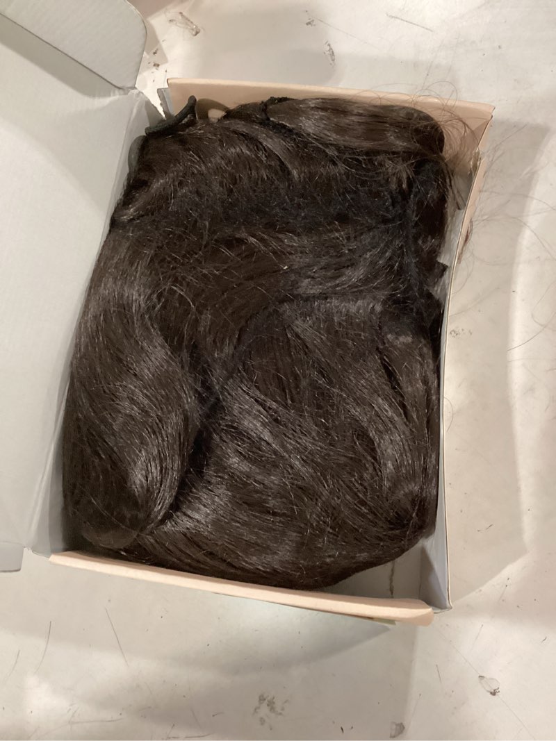 Condition photo showing Good Condition for lonai retro brown wig 50s 60s 70s wig with bangs for women synthetic hair for halloween costume party 60s dark brown wig shoulder length