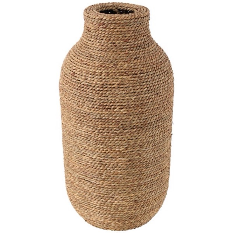 deco 79 seagrass handmade decorative vase wrapped centerpiece vase, vase for home decoration 10" x 10" x 19", brown