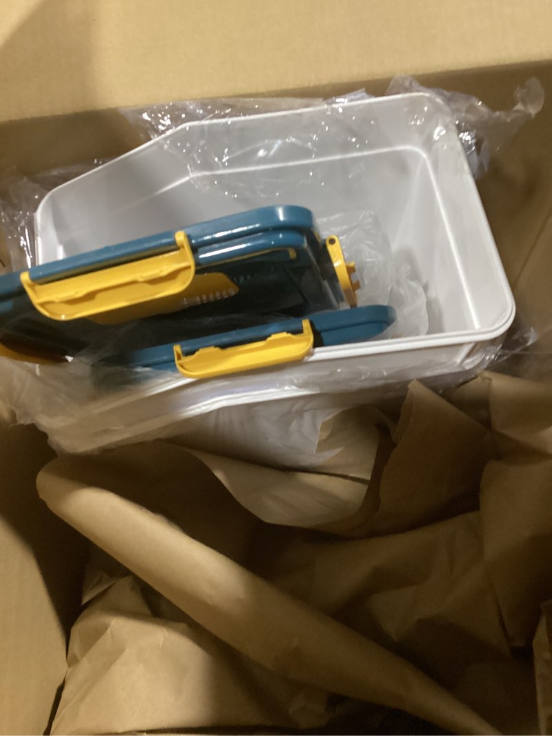 Condition photo showing Good Condition for Large Flour Storage Container Bin 25lb, 2Pack Airtight Rice Storage Containers with Wheels Seal Locking Lid, BPA Free with Measuring Cup&Scoop for Flour, Rice, Grain(Blue)