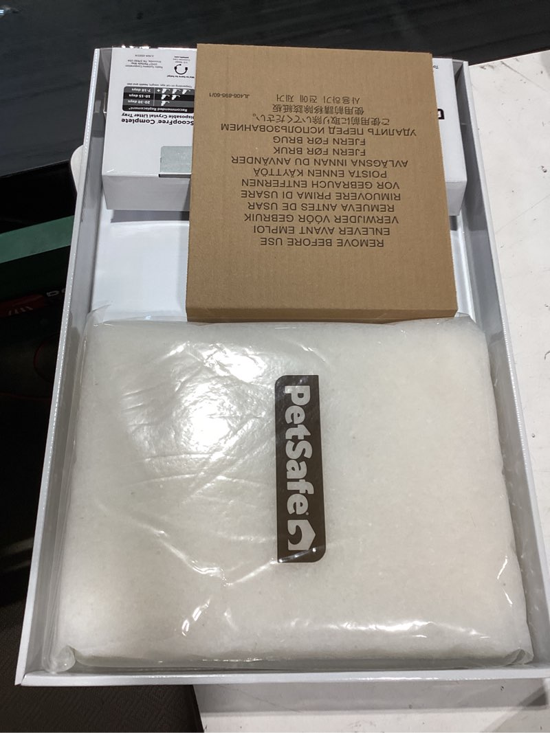 Condition photo showing As Is for petsafe scoopfree premium crystal litter, fresh scent, 4.189lb bag, 2 pack | ultra-absorbent crystal cat litter, 5x faster odor control, 99% dust-free, low tracking, refills any cat box or tray fresh litter 2-pack